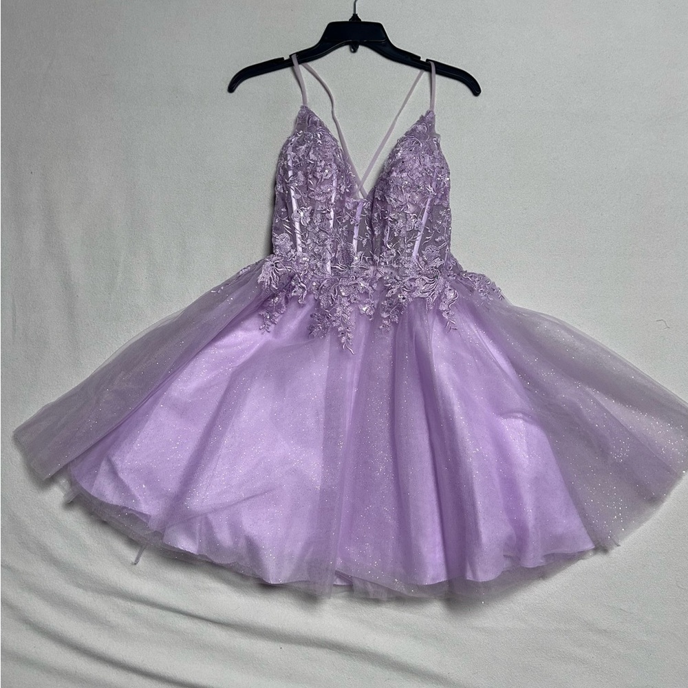 PromGirl Lilac Purple Short Babydoll Prom Dress